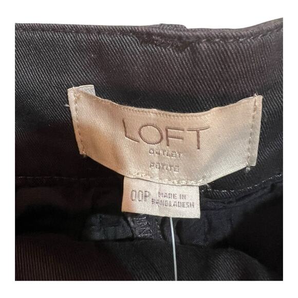 LOFT Womens Bermuda Roll Shorts Size 00P Black Flat Front Mid Rise Zip Fly NWT - Picture 6 of 9